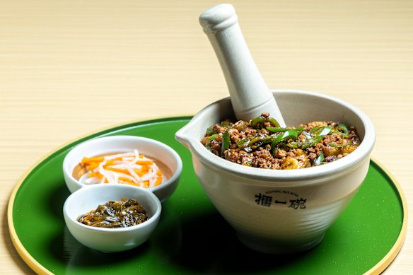 Pounding Rice Bowl’s signature dish with minced pork and braised eggplant.