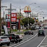 The main street of Colac with its proliferation of fast food. 