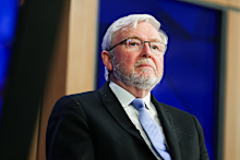 Kevin Rudd, Global CEO of the Asia Society, and former Prime Minister of Australia, ahead of an address to the National Press Club of Australia in Canberra.