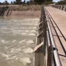 Water flows from Lake Wetherell into Lake Pamamaroo, and will end up soon in Menindee Lakes.