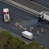 All outbound lanes on the Monash Freeway have been closed after a truck crash.