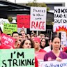 Doctors demanding more pay and better conditions at Westmead Hospital during a strike earlier this month.