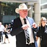 Barnaby Joyce arrives at John Laws’ funeral on Wednesday.