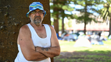 John 'Ox' Kent says the kitchen and camp set-up in Pioneer Park in Fremantle feels safe.