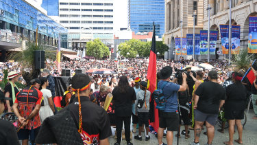 Thousands of protesters attended an Invasion Day rally at Perth’s Forrest Chase.