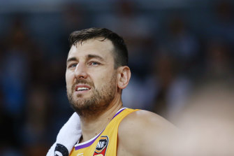 Andrew Bogut playing for the Kings in 2019. 