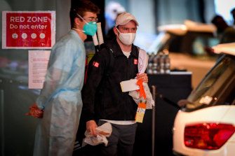 A hotel worker and tennis player at the Grand Hyatt hotel on January 20.