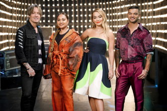 Keith Urban, Jessica Mauboy, Rita Ora and Guy Sebastian on The Voice Generations.