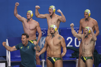 Australia celebrate against Croatia.