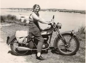 Elsie Seymour, Verne McCallum's aunt on a motorcycle.