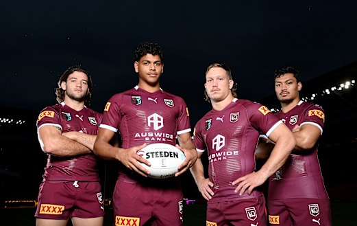 Queensland debutants Patrick Carrigan, Selwyn Cobbo, Reuben Cotter and Jeremiah Nanai.