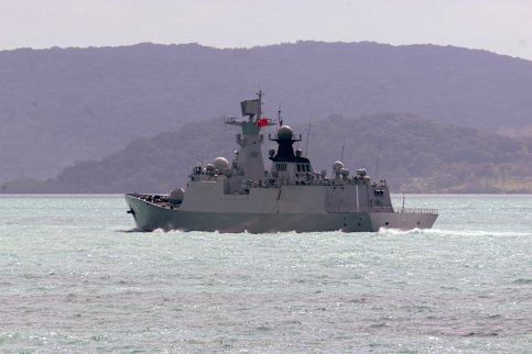 The People’s Liberation Army-Navy Jiangkai-class frigate Hengyang in the Torres Strait last month.