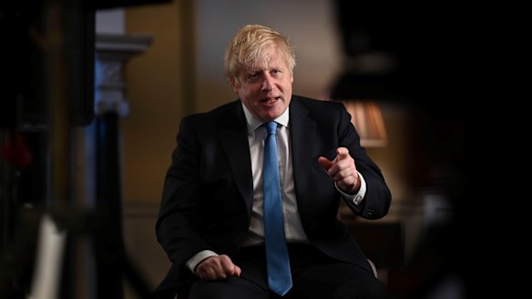 Prime Minister Boris Johnson recording his address to the nation for Brexit night.