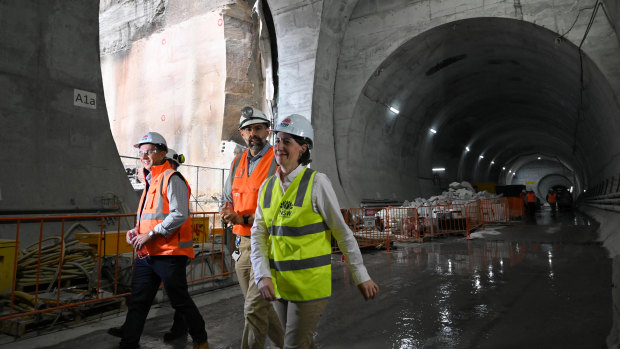 NSW Premier Gladys Berejiklian inspects the Martin Place Metro Station.