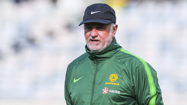 Socceroos coach Graham Arnold in Canberra on Wednesday.