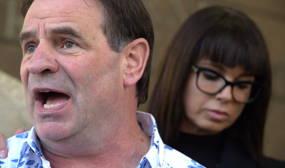 CFMMEU boss John Setka at Melbourne Magistrates Court with his wife Emma Walters.