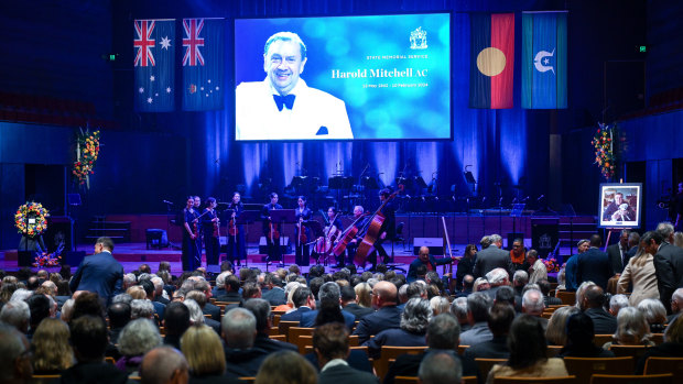 Inside Hamer Hall at the service.