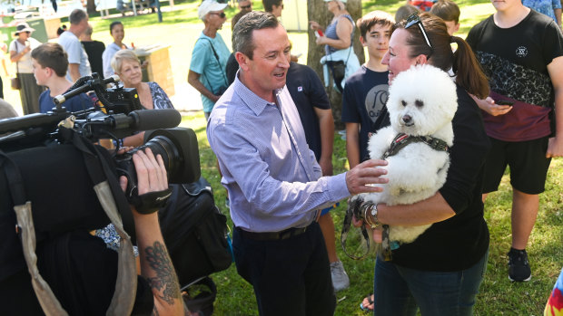 WA Premier Mark McGowan out in his electorate on the Rockingham foreshore the day after a historic win for Labor.