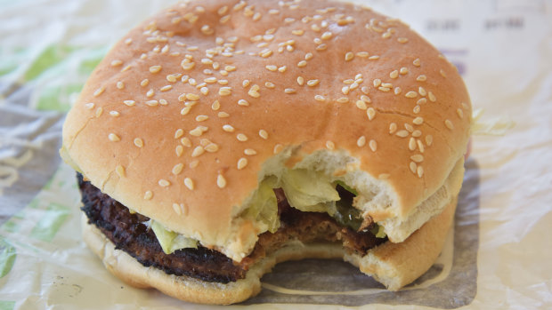 Hungry Jack's plant-based Rebel Whopper.  It doesn't taste like beef, but that's OK.