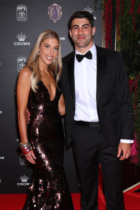 Christian Petracca and partner Bella Beischer at last year’s Brownlow.