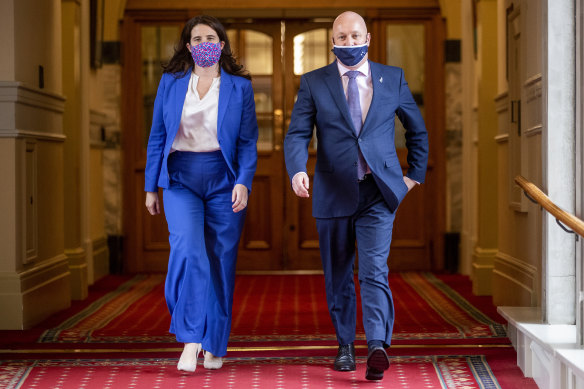 Christopher Luxon, right, and Nicola Willis after their elevation to National Party leader and deputy leader on Tuesday.