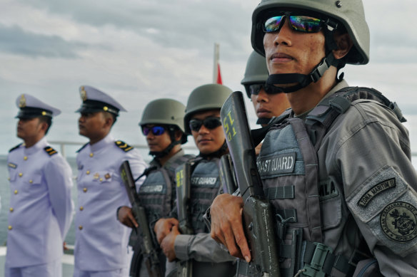 Indonesia maritime security forces in the seas off the Natuna Islands.