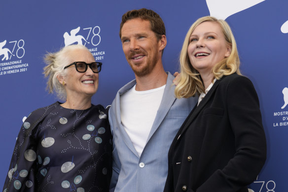 Jane Campion, Benedict Cumberbatch and Kirsten Dunst at the Venice Film Festival, where Campion won the Silver Lion for best director.