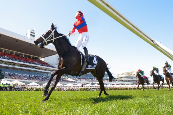 That winning feeling: James McDonald aboard Melbourne Cup winner Verry Elleegant.