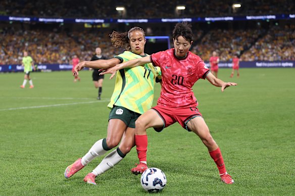 In action for Australia v Korea.