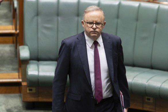 Prime Minister Anthony Albanese arrives for question time today.