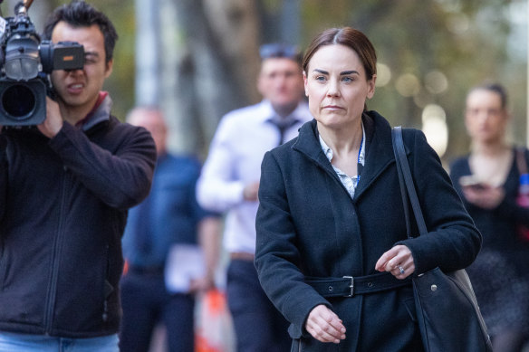 Detective Senior Constable Abbey Justin outside court.