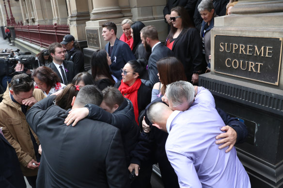 Alicia Little's family outside court on Tuesday.