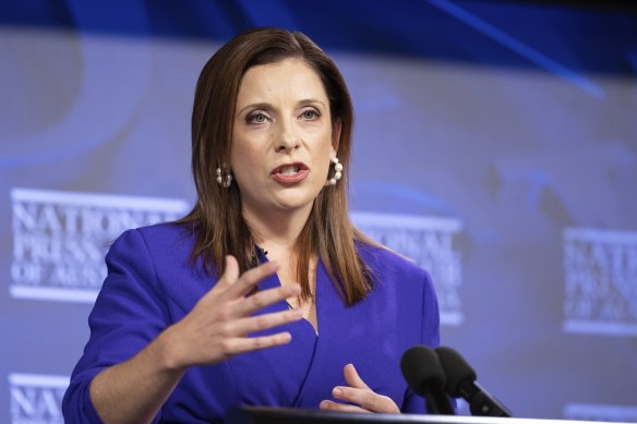 Minister for Aged Care and Minister for Sport Anika Wells during an address to the National Press Club.