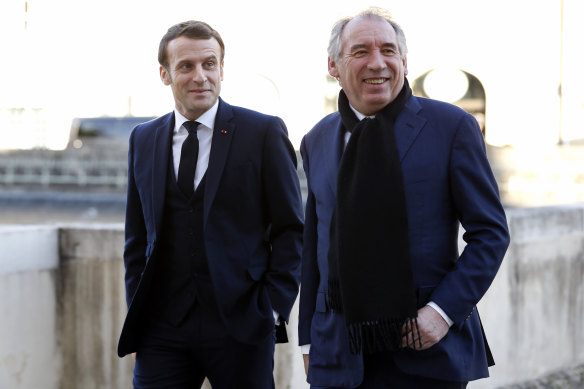 Francois Bayrou, right, with French President Emmanuel Macron in 2020.