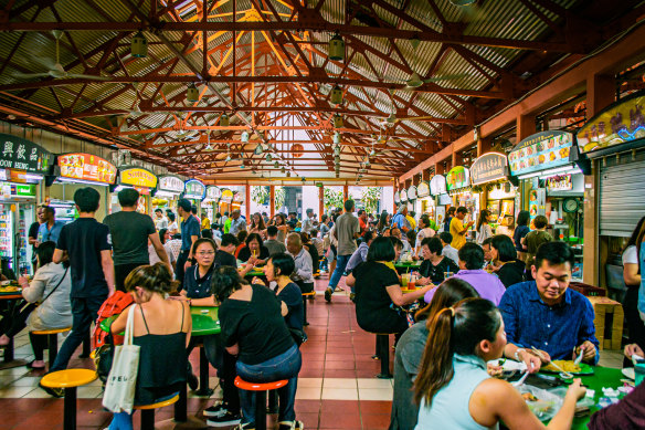 Hawker centres facilitate multigenerational, group dining.