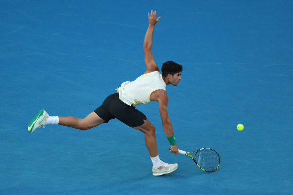 Carlos Alcaraz in his fourth round match of the Australian Open.