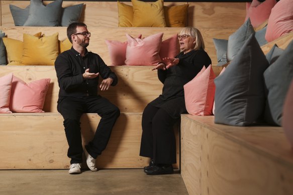 DeafACT president Jacob Clarke with Auslan interpreter Mandy Dolejsi.