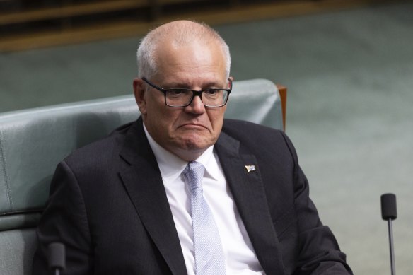 Former prime minister Scott Morrison in question time today.
