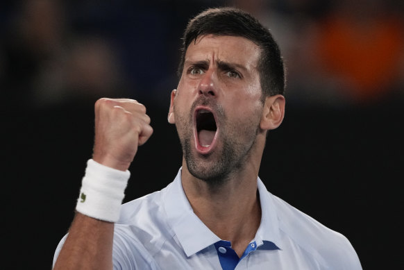 Novak Djokovic during his match against Croatia’s Dino Prizmic on Sunday night.