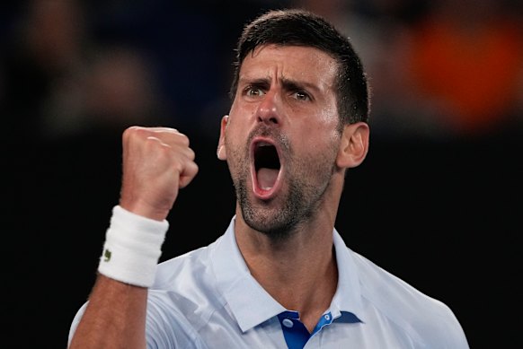 Novak Djokovic during his match against Croatia’s Dino Prizmic on Sunday night.