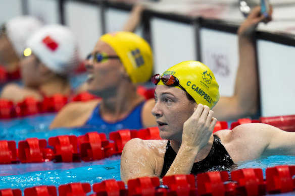 Swimmer Cate Campbell in the Tokyo pool.
