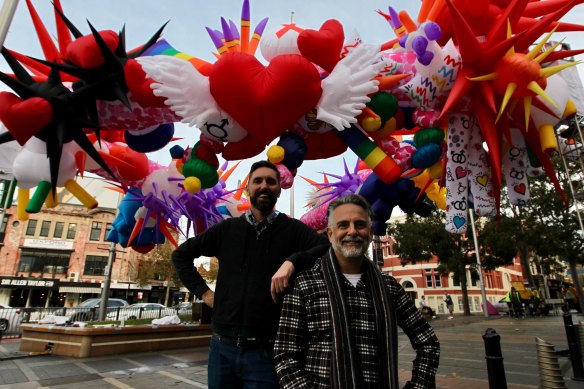 The 40 years of love installation was at Sydney’s Taylor Square for the 40th anniversary of the Gay and Lesbian Mardi Gras.