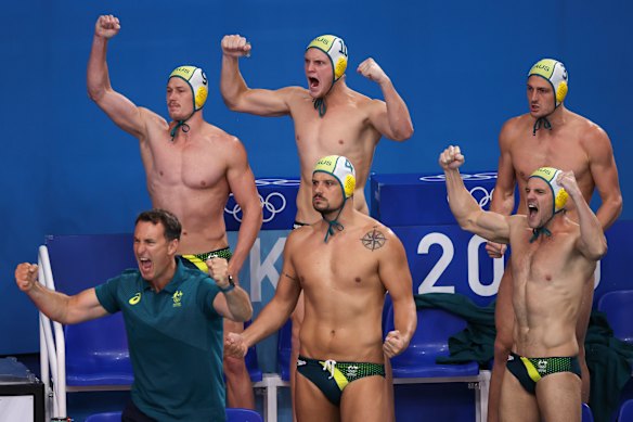 Australia celebrate against Croatia.