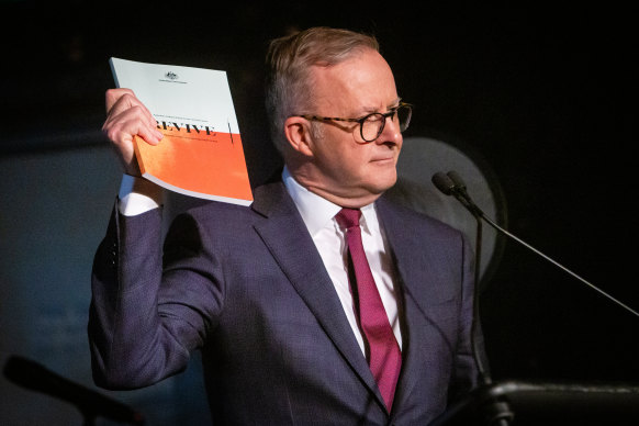 Prime Minister Anthony Albanese launches the federal government’s new arts and culture policy at the Esplanade Hotel in St Kilda.