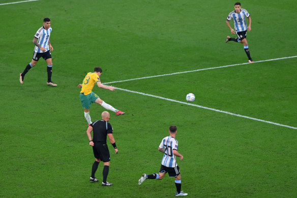 Craig Goodwin scores for the Socceroos.