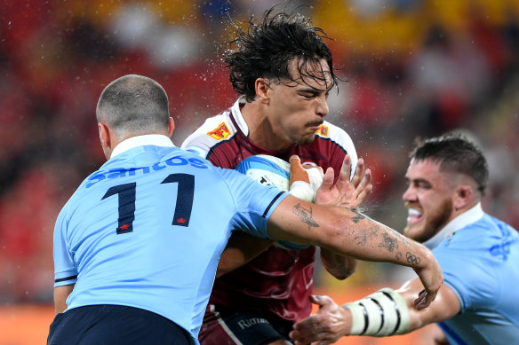 Jordan Petaia, pictured against the Waratahs, is expected to seek an extension of his Queensland tenure.