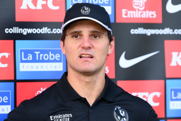 Collingwood recruit Lachie Schultz talks to the media about how he landed at the Magpies from Fremantle.