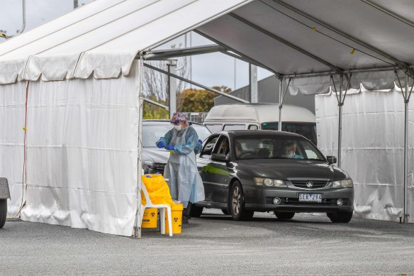 A Shepparton COVID-19 testing site at the racing club on August 23.