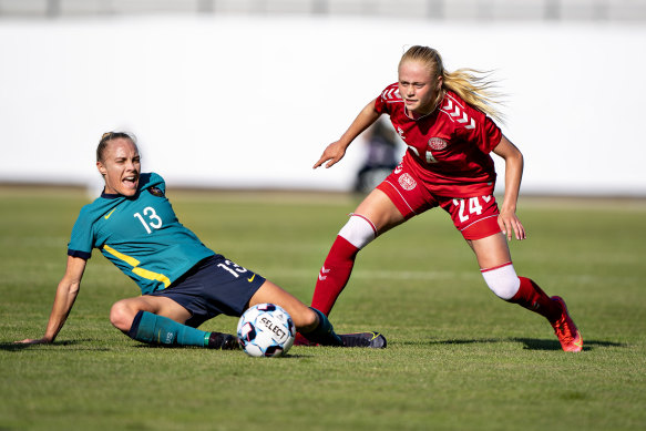 Tameka Yallop was responsible for the first of Australia’s two first-half own goals in Horsens.