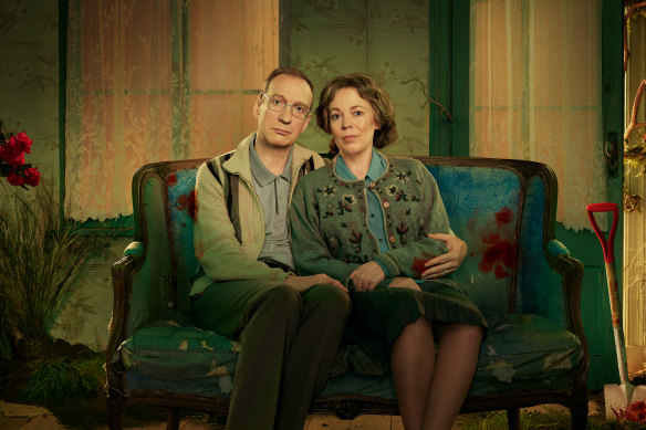Love on the couch? David Thewlis and Olivia Colman keep up appearances, at least, as the Edwards in Landscapers.